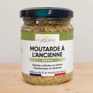 Un pot de moutarde à l'ancienne à la sarriette