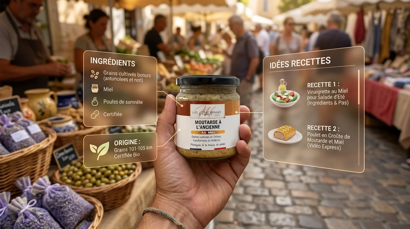 Un pot de moutarde dans un marché du sud de la France